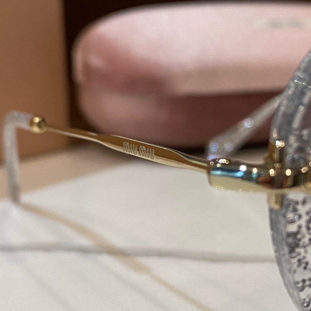 SOLD 🔺MIU MIU ROUND GLITTER MIRROR SUNGLASSES - Picture 10 of 13